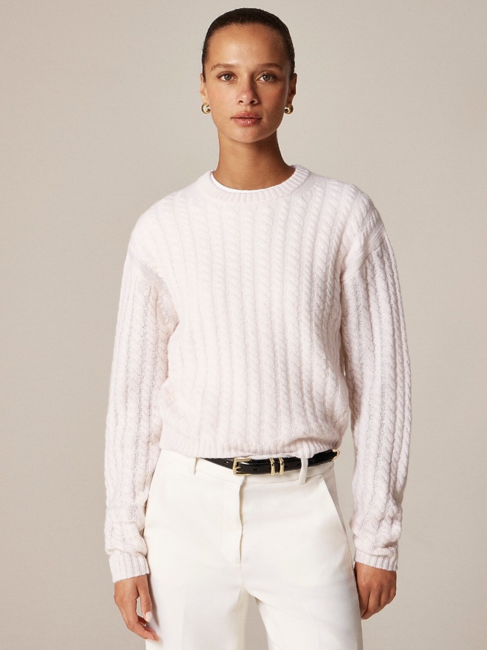 J Crew Perfect Cashmere Cable Knit Crewneck Sweater Size XS